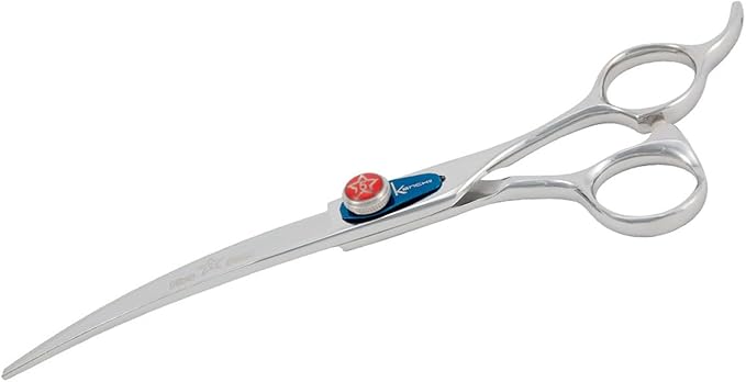 Kenchii Five Star Offset Lefty Professional Dog Grooming Shears, 7 Inch Curved Shears, Light Weight, Heavy Duty Pet Grooming Scissor for Dogs, Cats