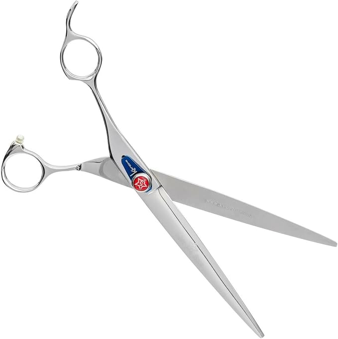 Kenchii Five Star Offset Lefty Professional Dog Grooming Shears, 8 Inch Straight Shears, Light Weight, Heavy Duty Pet Grooming Scissor for Dogs, Cats