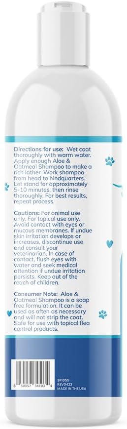 Replenish Aloe and Oatmeal Dog Shampoo -β―Hypoallergenic Pet Shampooβ―forβ―Allergies & Sensitive Skin, Medicated Dog Shampoo for Itching Relief &β―Oatmeal Bath for Dogs Dry Flaky Skin Treatment β 12 Oz