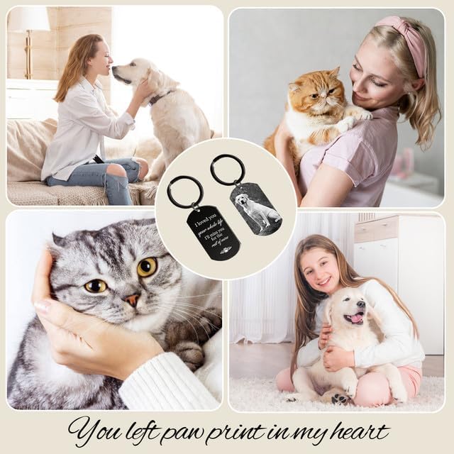 Personalized Dog Keychain Memorial Gifts for loss of dog - Custom Pet Photo Keychain in Memory of Dogs & Cats, Sympathy Gift For Pet Passed Away