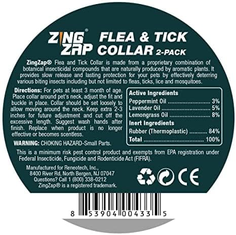 ZingZap Flea & Tick Collar 2-Pack Purple, Protects from Biting Insects, Adjustable Fits Both Dogs & Cats, Built-in Plant Based Formula, Slow Release Lasting Protection, Waterproof