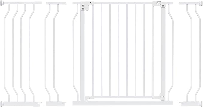 29-53" Baby Gate for Stairs, Baby Safety Essentials, Auto Close Gate for Doorways, Easy Install Pressure Mounted Dog Gate Indoor, Pet Gates for Dogs, White