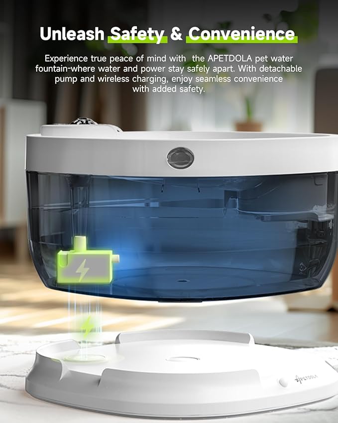 Wireless Dog Water Fountain with 30 Filter,Battery Operated Dog Water Dispenser with Motion Sensor, 237 oz/ 7L Cordless Fountain Water Bowl for Large Dogs Cat(Replacement Filter for 7.5 Months)