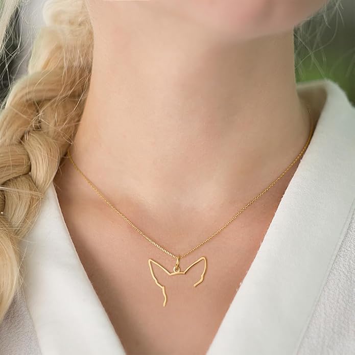 AILIN Stainless Steel Dog Necklace For Women Custom Dog Ear Pendant Necklace For Her Personalized Cat Silhouette Necklace For Mom Pet Jewelry Memorial Gifts