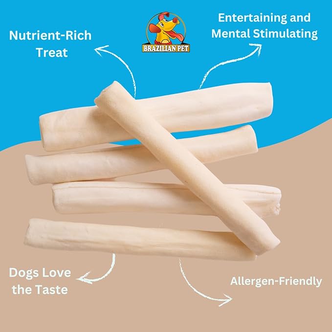 Brazilian Pet All Natural Treats Rawhide Retriever Beefhide Rolls Dog Chews Bones, Single Ingredient - Long Lasting Chew 10-11" (20 Count)