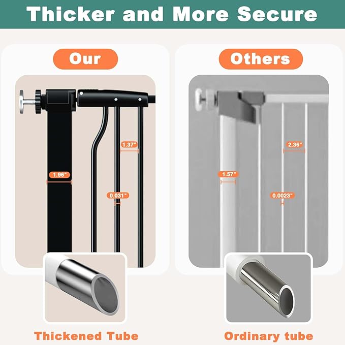 40.5" Extra Tall Baby Gate, 65.8"-68.5" Extra Wide Long Pet Gate, No Drill Large Dog Gates Indoor, Adjustable Tension Safety Child Gate Auto Close for Stairs Walk Thru Kid or Pet Black