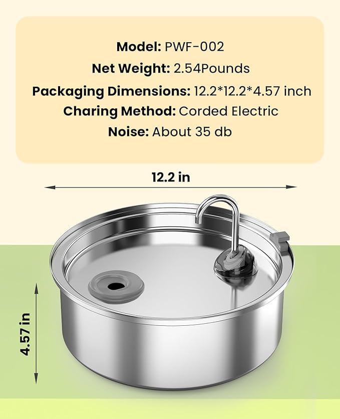 oneisall Dog Water Fountain for Large Dogs,7L/230oz/1.8G Stainless Steel Dog Fountain Bowl Super Quiet with Triple Filtration,Great for Large Dogs Cats and Multi-Pet Home