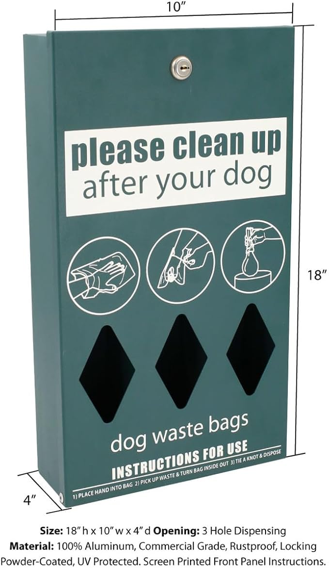 Standard Starter Dog Waste Station/Roll Bag System - 100% Rust-Free Powder-Coated Aluminum - Includes 400 dog waste bags (Matte Black)