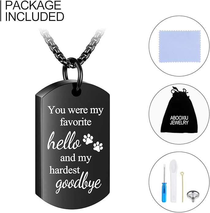 abooxiu Cremation Jewelry for Ashes Urn Necklace for Ashes Memorial Dog Ashes Necklace Cremation Necklace Pet Keepsake Necklace Pawprint Ashes Holde Necklace