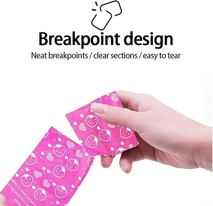 Biodegradable Dog Poop Bags Rolls with Pull-Ring Dispenser - 5 Fresh Scents, Large 9x13 Inch Plant-Based Bags, Leakproof & Easy Tear ((Strawberry Scent,Pink,240 Count, 16 Rolls)