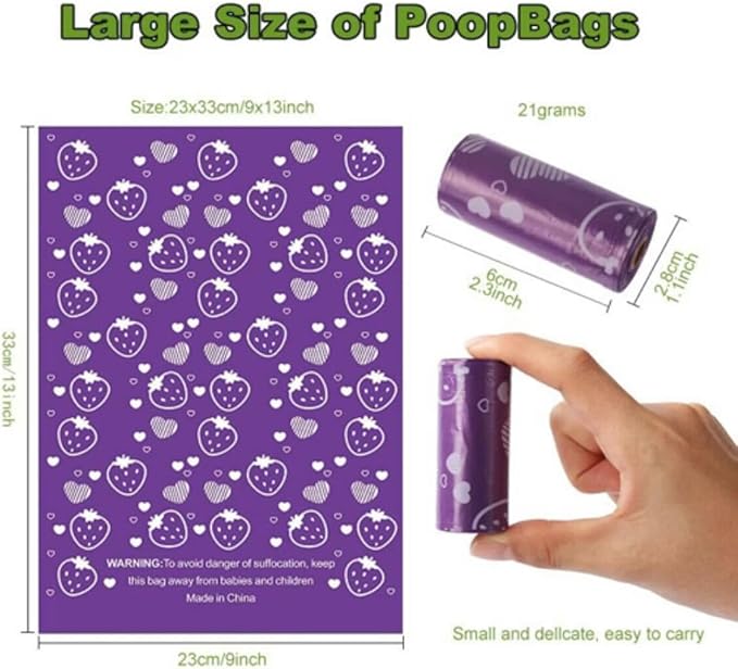 Zinkomens Dog Poop Bags, Lavender Scented, 300 Bags, 20 Rolls, (Purple)