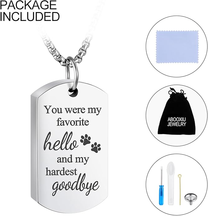 abooxiu Cremation Jewelry for Ashes Urn Necklace for Ashes Memorial Dog Ashes Necklace Cremation Necklace Pet Keepsake Necklace Pawprint Ashes Holde Necklace