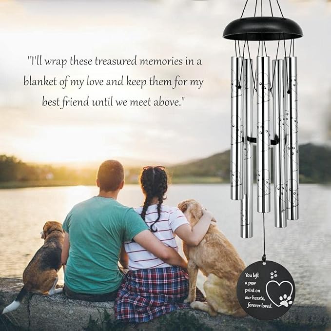 ASTARIN 30 Inches Dog Memorial Wind Chimes with Dog Paw Print, Pet Memorial Wind Chimes for Dogs to Make You Remember Your Pet, Unique Sympathy and Remembrance Gift for Pet Owner