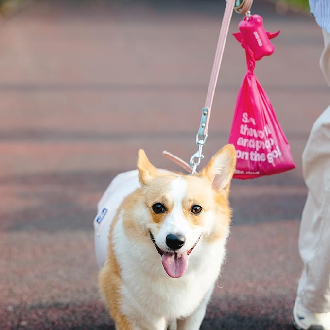 Dog Poop Bags with Handles 9 Rolls 108 Counts Big Sizes Leak Proof and Extra Thick Waste Bags Refill Rolls for Walking Small Medium Large Dogs Cats Litter With Holder Rose Scented