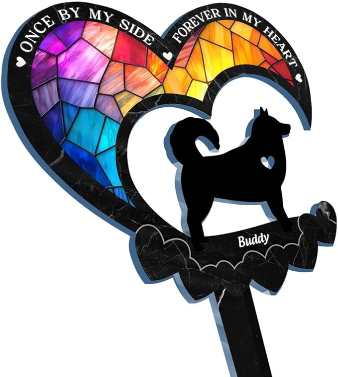 Pawfect House Dog Memorial Gifts for Loss of Dog, Personalized Pet Memorial Gifts for Dogs, Custom Stain Glass Style Acrylic Garden Stake, Pet Loss Sympathy Gift, Pet Grave Markers Outdoor