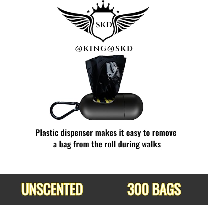 Dog Poop Bags, 20 Rolls (300 Bags) Value Pack Dispenser, Walking and Training Puppy Accessories, Hands-Free Carrier, Supports Small, Medium, Large Breeds. Committed to Give Back to Charity