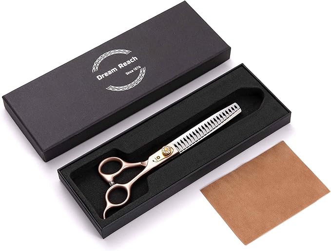 7 Inches Professional Pet Grooming Scissors, 440C Japanese Steel Straight & Curved & Thinning & Chunker Shears/Scissors for Dog Cat and More Pets (7 inch-Chunker Scissors)