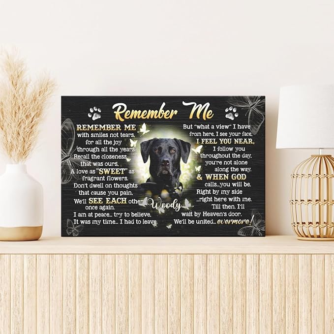 Dem Canvas Personalized Photo Canvas Prints, Dog Loss Gifts, Pet Memorial Gifts, Dog Death Sympathy Gifts, Remember Me, Dog Cat Passing Away Loss Gift Dog Grieving Gifts (12x08), Style 1