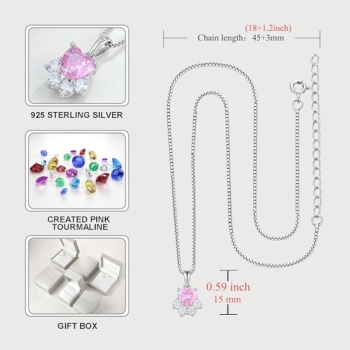 STARCHENIE Puppy Dog Necklace for Women 925 Sterling Silver Cat Pet Paw Print Pendant Birthstone Jewelry