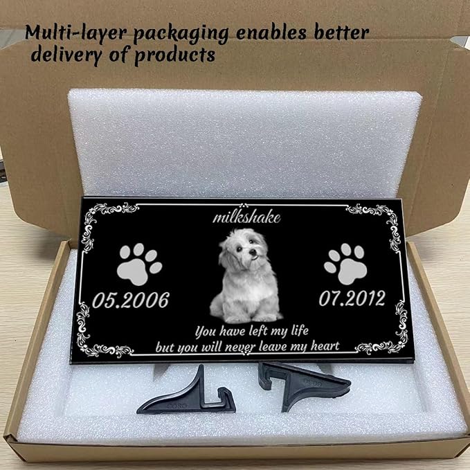 Generic Pet Memorial Stones Black Granite Memorial Garden Stone 12x6 Inches Engraved with Photo Name Date Memorial Stones for Loved Ones Personalized or Dog Cat Pet Memorial Stones, reffes85