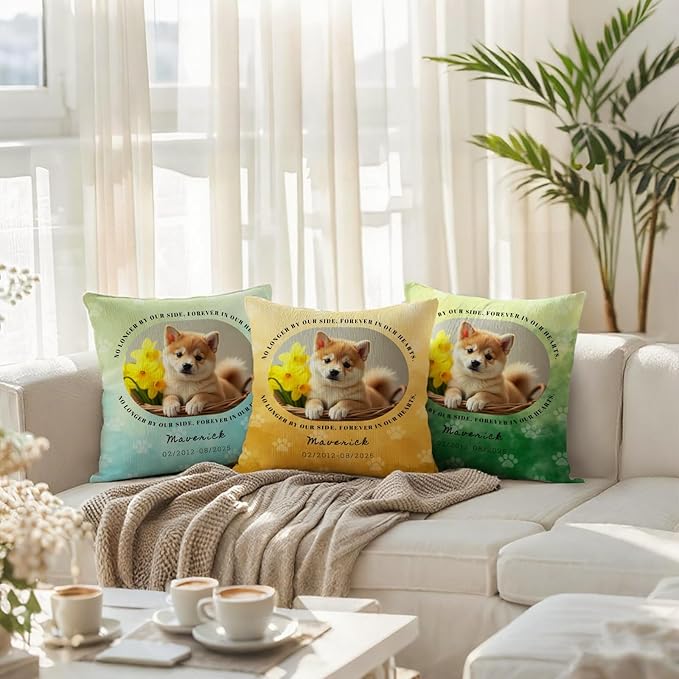 Personalized Pet Memorial Throw Pillow with Photo, Custom Pet Memorial Gifts for Dogs Cats, Loss of Dog Sympathy Gift Dog Bereavement Remembrance Picture Pillow
