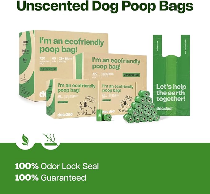 Dog Poop Bags with Handles Large Size 20 Rolls 240 Counts Big Sizes Leak Proof and Extra Thick Waste Bags Refill Rolls for Walking Medium Large Dogs Cats Litter Unscented
