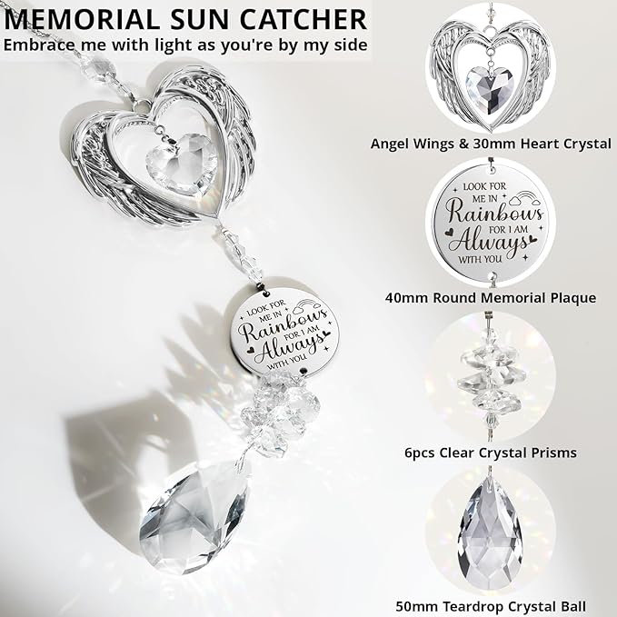 Sympathy Gifts for Loss of Loved One Mom Dad Daughter Son, Unique Memorial Gifts Crystal Suncatcher Bereavement Gift Idea - Grief Condolence Sorry for Your Loss Funeral, Miscarriage Gift for Mothers