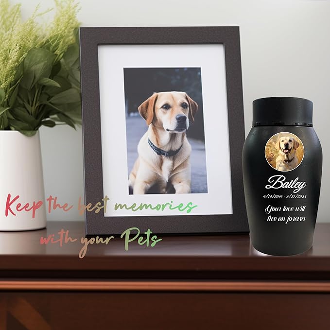 Personalized Dog Urn, Stainless Steel Cremation urns for Pets Ashes, Custom Photo Pet Memorials Pet Urn, CremationUrn for Pet Ashes(Heteroideus)