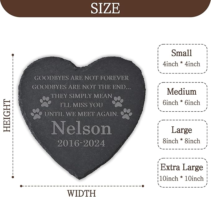 Personalized Pet Memorial Stone, Dog Memorial Gifts for Loss of Dog, Pet Loss Gifts, Pet Memorial, Loss of Dog Sympathy Gift, Dog Remembrance Gift, Pet Bereavement Gifts - Goodbye Are Not Forever