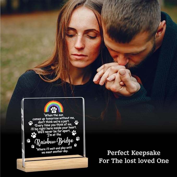 Pet Memorial Gifts,Rainbow Bridge Dog Memorial Gifts, Sympathy Gift for Loss of Dog Cat, Pet Memorial Acrylic Rainbow Bridge Decorations Condolences Gifts for Pet Loss Remembrance Keepsake A02