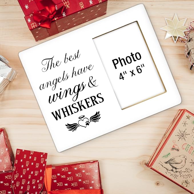 Pet Memorial Gift Picture Frame, Dog Memorial Gifts for Loss of Dog, Sympathy Gifts for Cat Dogs, Grief Gift for Women, Cat Pet Passing Away Remembrance Wood Photo Frames, 4 x 6 Inch Photo