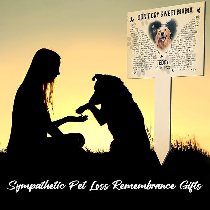 Personalized Pet Memorial Garden Stake Animal Cross Stake Pet Cemetery Memorial Gifts for Friends Christmas Remembrance Gifts Custom Plaque for Someone Who Lost Grief Funeral Loss