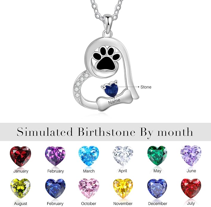 Customized Paw Print Necklace Personalized Pet Name Necklace Custom Engraved Dog Cat Paw Pendant Necklace Pet Memorial Gift for Pet Lovers