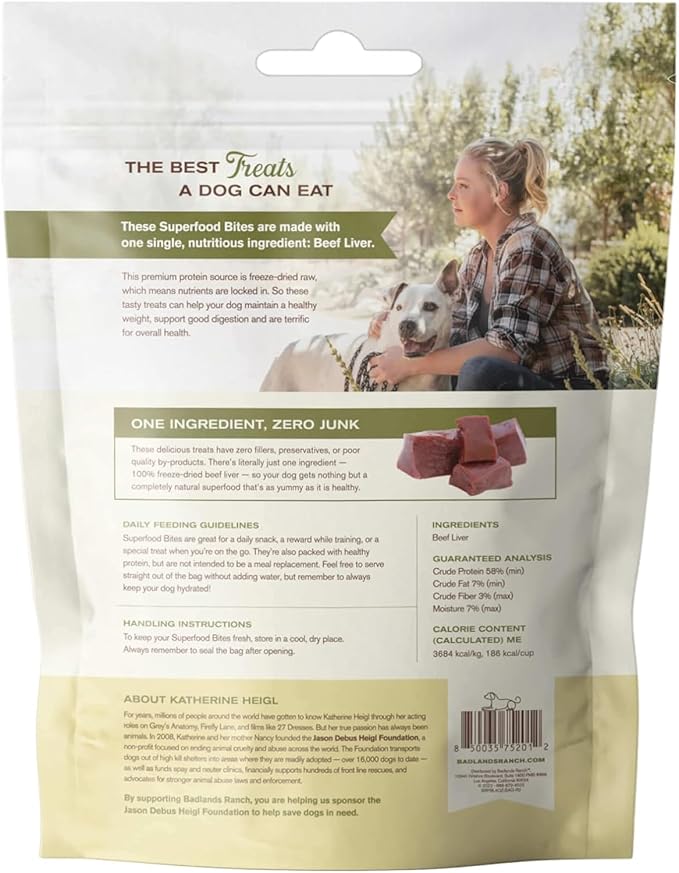 Superfood Bite, Freeze-Dried Raw Dog Treats - Protein Rich, Train & Reward, Traceable Single Ingredient by Katherine Heigl (4 Ounce (Pack of 4) Beef Liver)