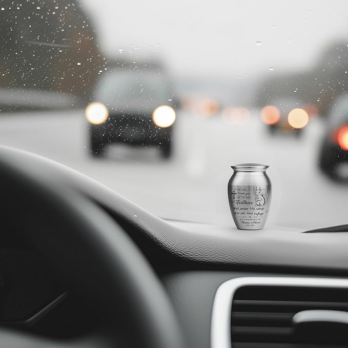 Artsy Woodsy Squirrel Memorial Mini Urn for Human Ashes Keepshake, Decorative Keepsake Urn with Engraved Squirrel 2.56 inch, Small Memorial Gifts for Pet Lovers (04, 2.56 x 1.77)