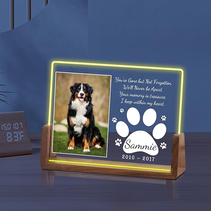 Personalized Pet Memorial Gifts for Dogs, Dog Memorial Gifts for Loss of Dog, in Memory of Dog, Pet Sympathy Gifts for Dogs, Pet Memorial Gifts Cat, Dog Memorial Acrylic Night Light, Pet Loss Gifts