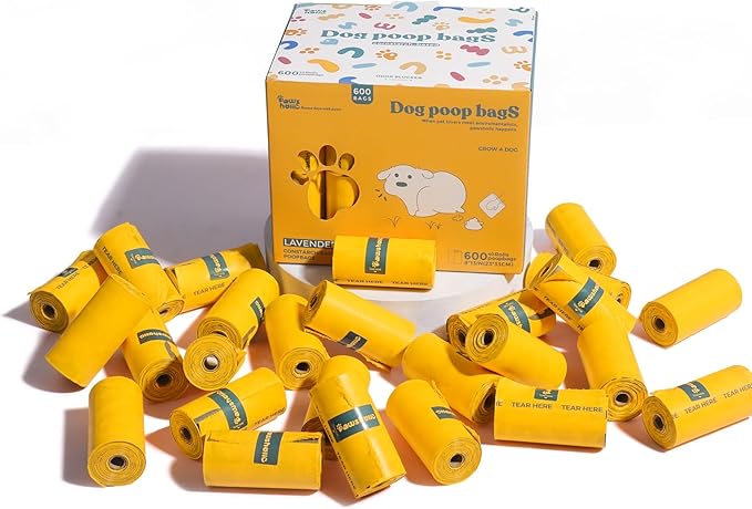 Dog Poop Bags Rolls Guaranteed Leak Proof and Extra thick Poop Bags for Dogs,600 Count 40 Rolls,Lavender Scented, Doggie Poop Bag for Puppy and Big Dogs