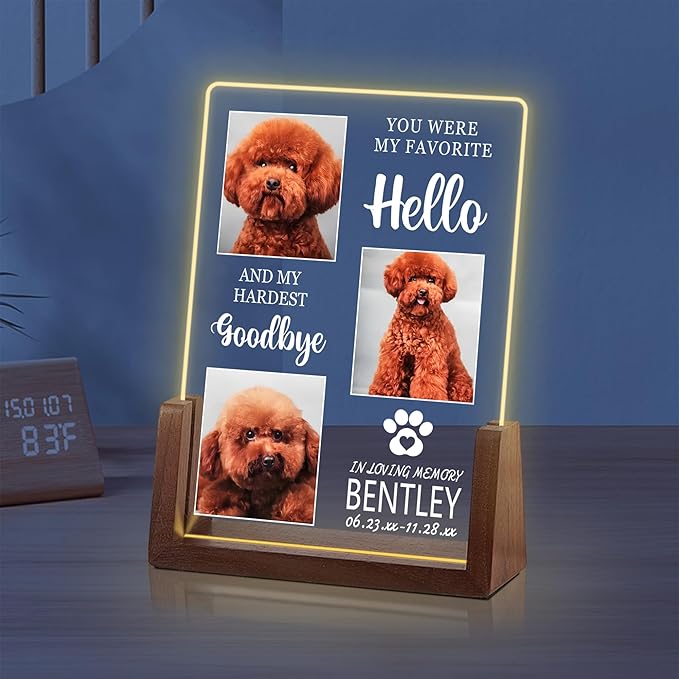 Pet Memorial Gifts for Dogs, Dog Memorial Gifts for Loss of Dog, Dog Memorial Night Light, Cat Loss Sympathy Gifts, Custom Pet Memorial Acrylic Plaque, Cat Memorial Gifts, Memorial Gifts for Pet Lover