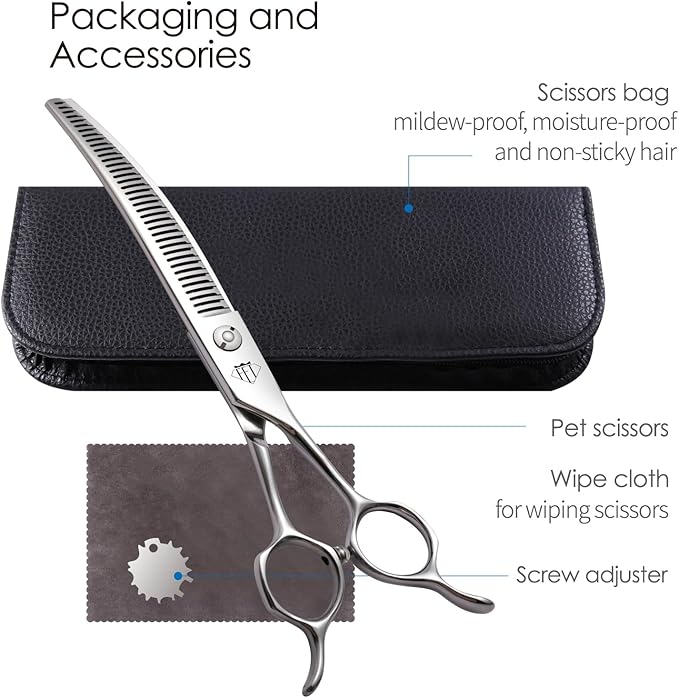 Dog Grooming Scissors: Pet Shears Made Of Japanese 440C Advanced Stainless Steel Professional Grooming Scissors for Dogs Cats and Other Pets (Thinner, 7.0 inch)