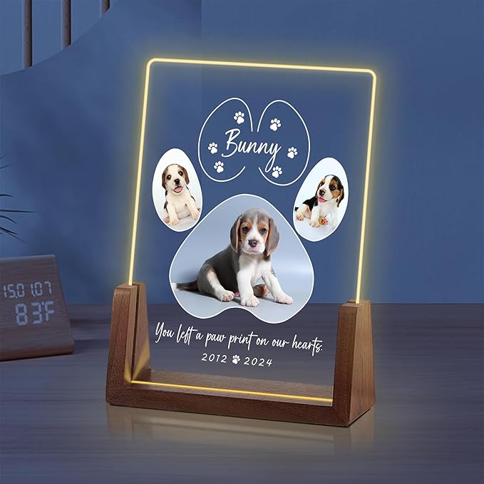 Pet Memorial Gifts for Dogs, Dog Memorial Gifts for Loss of Dog, Pet Remembrance Gift Dog, Cat Loss Sympathy Gift, Dog Memorial Night Light, Pet Memorial Gifts Cat, Pet Memorial Acrylic Plaque
