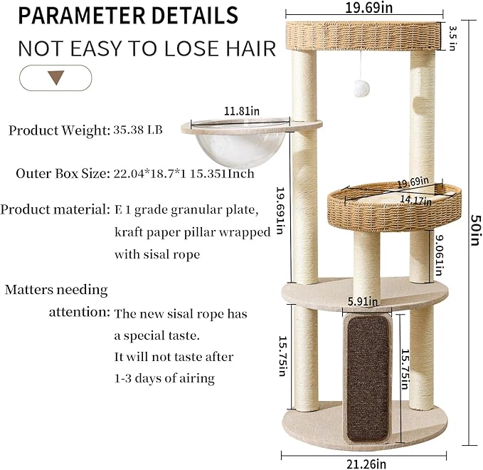 Large Wooden Cat Tree with Scratching Posts, Modern Cat Tower & Condo, Handmade Furniture for Multiple Cats, Unique Perch for Climbing & Play