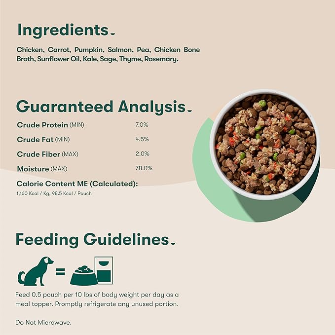 Jinx Salmon Grain Free Wet Dog Food Toppers, Meal or Mix with Dry Dog Food, Made with Real Salmon & Chicken, Bone Broth, No Fillers, Puppy, Adult, Senior, 3oz, 8 Pack