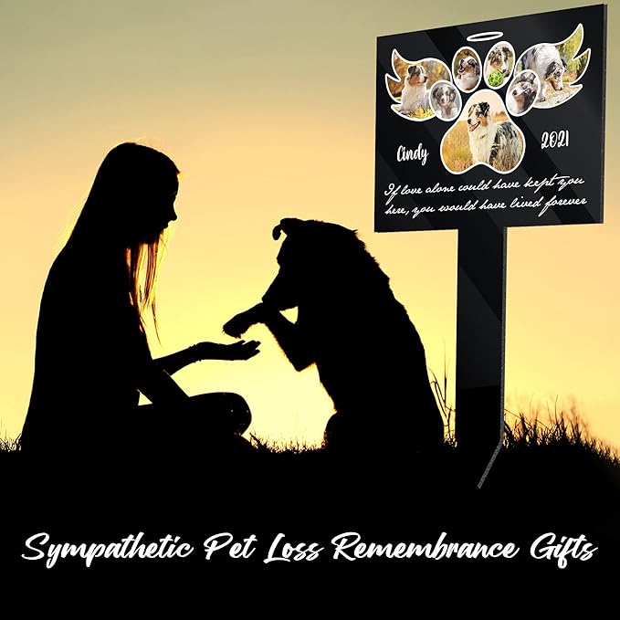 Pet Grave Markers Picture Frame - 18x11.2'' Gloss Acrylic, Stake Mount, Personalized Pet Memorial Gifts, Unisex Adult