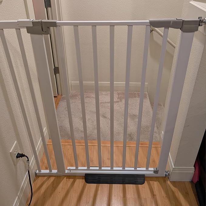 41 Inch Tall Baby Gate Auto Close Dog Gate Adjustable 29.92"-49.21" Wide Pressure Mounted Walk Through Swing Pet Gate for Doorways (White, 29.92"-49.21" Wide)