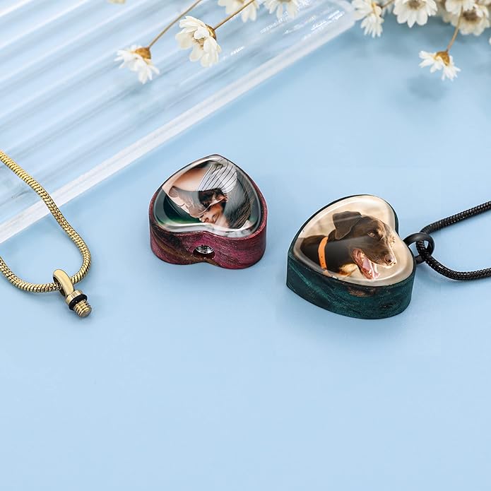 Farfume Personalized Pet Urn Necklace for Dog Cat Ashes Cremation Pet Memorial Customized Photo Text Engraving Pendant Keepsake Funeral Jewelry