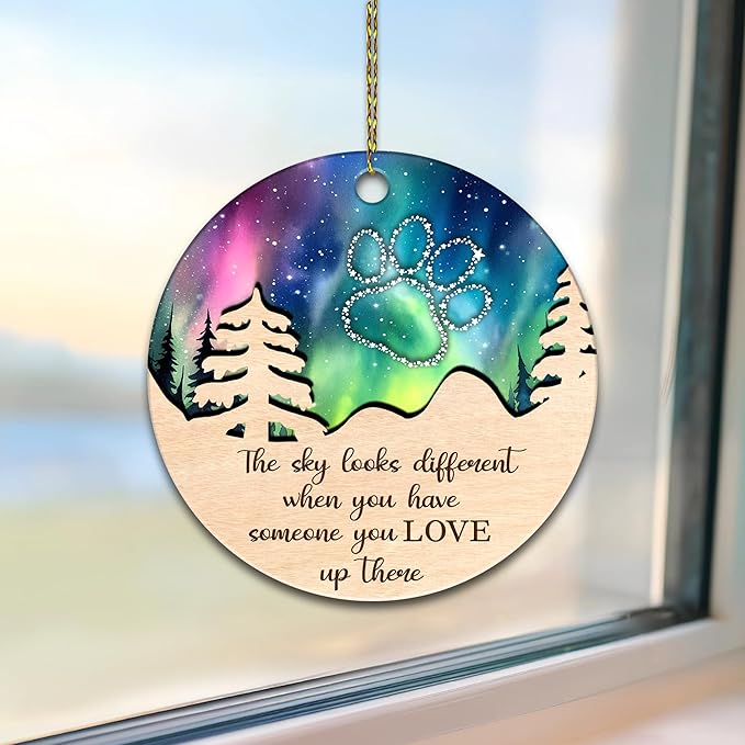 Hyturtle Pet Memorial Suncatcher Gifts for Loss of Dog Cat - Pet Loss Suncatcher - Dog Memorial Gifts for Loss of Dog, Dog Cat Memorial Ornament Loss of Pet Sympathy Gift - Pet Passing Away Gifts
