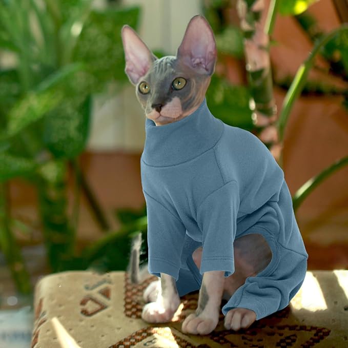 ROZKITCH Cat Sweaters for Cats Only, Breathable Soft Pet Jumpers, Warm Coat with Four Legs, Lightweight Sweater T-Shirt Cat Pajamas Jumpsuit Vest Cornish Rex, Devon Rex, Peterbald Grey XS