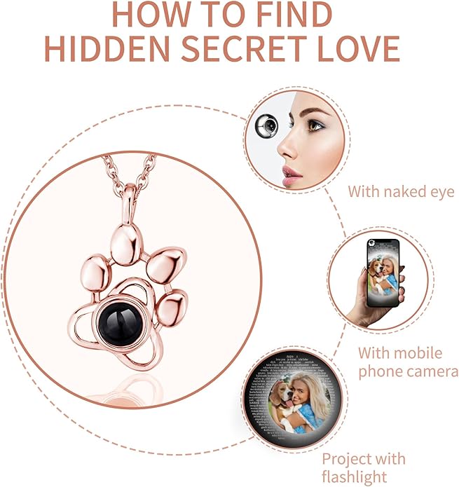 Easycosy Personalized Picture Necklace Projection Necklace with Photo Inside - Custom Photo Heart Pendant Necklace - Photo Gifts Valentines Birthday Love Memorial Gifts for Girlfriend Wife Women