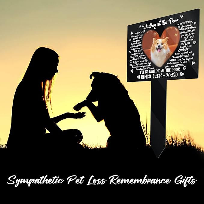 Pet Grave Markers Personalized Outdoor Animal Grave Markers Cross Pet Memorial Plaque Garden Decor to Remember Your Dogs Yard Stake Grave Supplies Photo In Loving Memory Animal Cats Cross