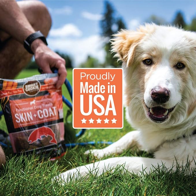 Smart Cookie All Natural Dog Treats - Healthy Skin & Coat Salmon Dog Treats - Ideal for Sensitive Stomachs or Itchy, Allergic, Dry Skin - Dehydrated, Crunchy, Human-Grade, Made in USA - 8oz, Pack of 1